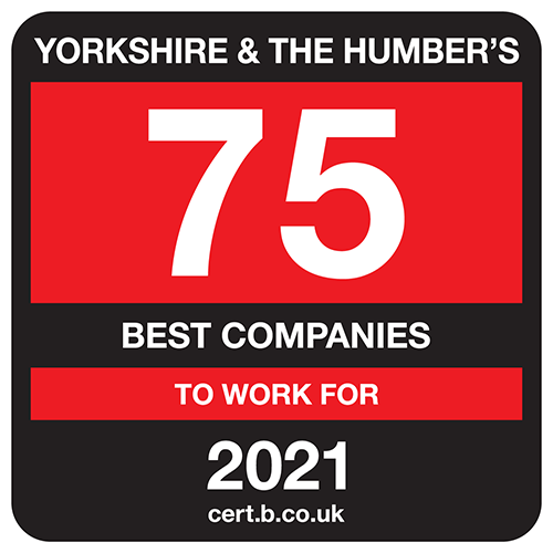 Named by 'Best Companies' as one of the UK's Top 75 Best Companies in Yorkshire and Humberside 2021