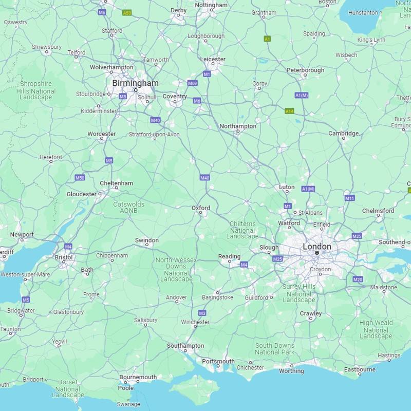 Map of south England and parts of Wales