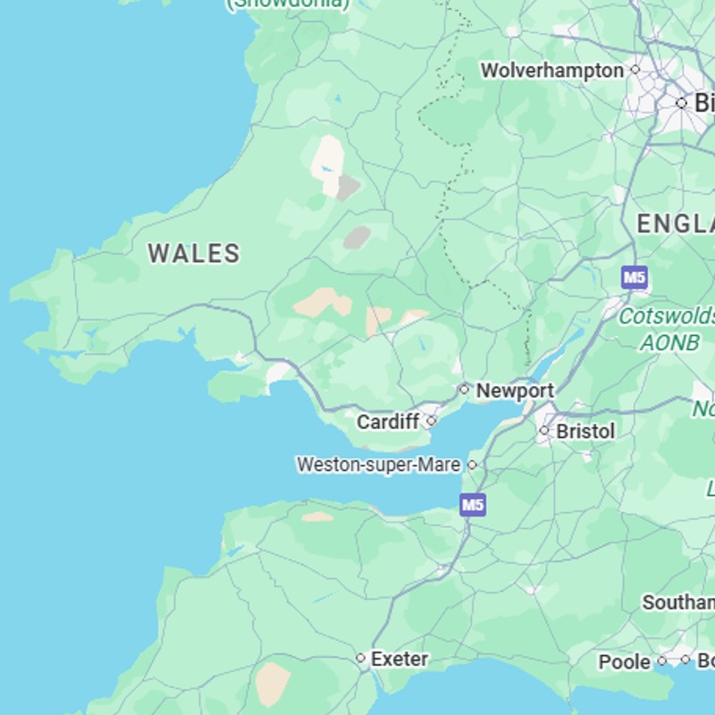 Map of areas of South Wales and south-west England