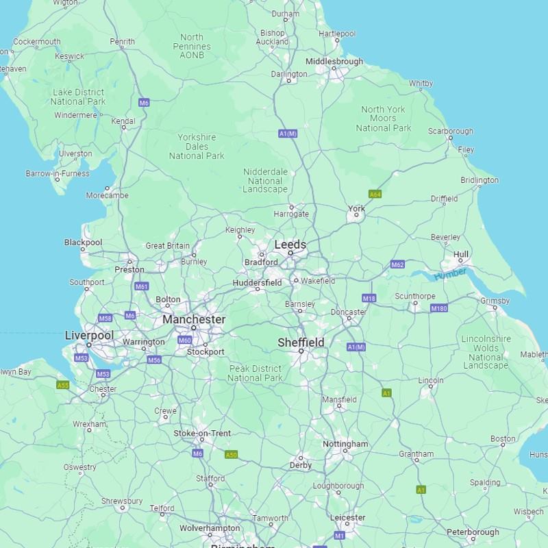 Map of north England