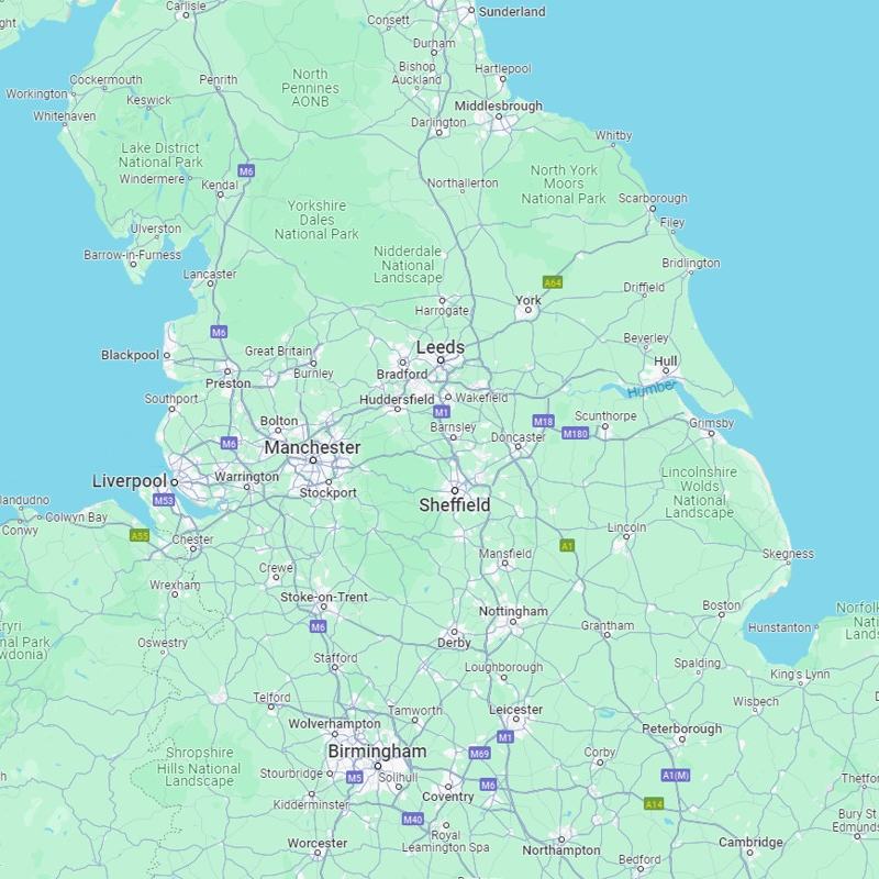 Map of northern England