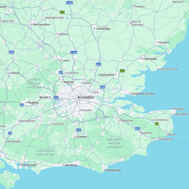 Map of southeast England