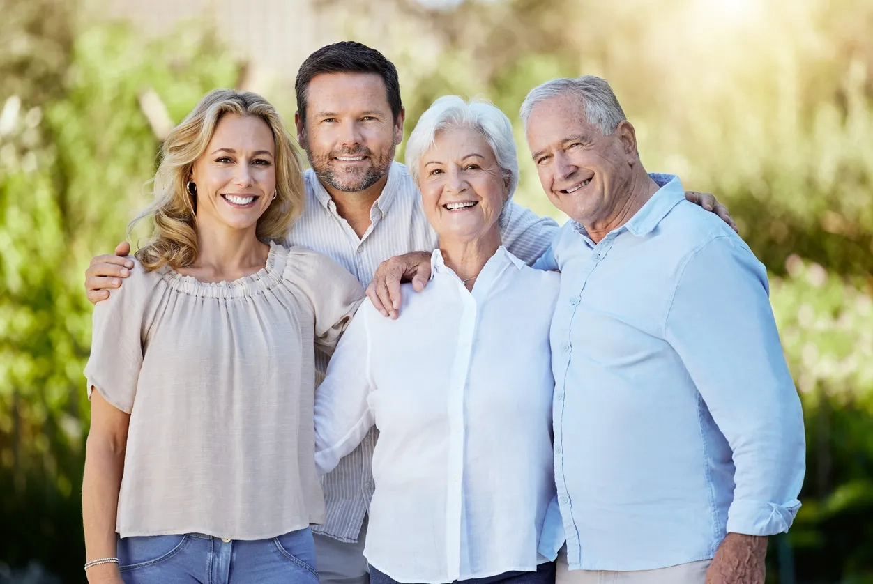 Elderly parents with adult children