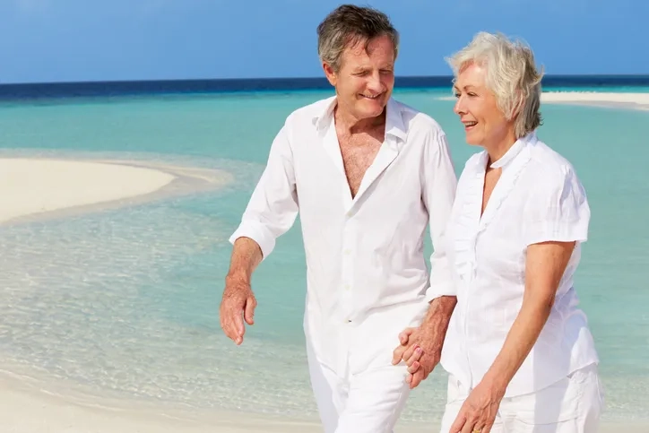 Couple walking on the beach
