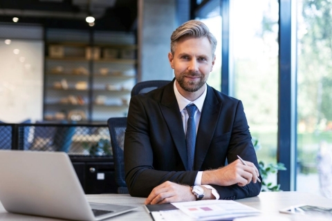 A man at a desk