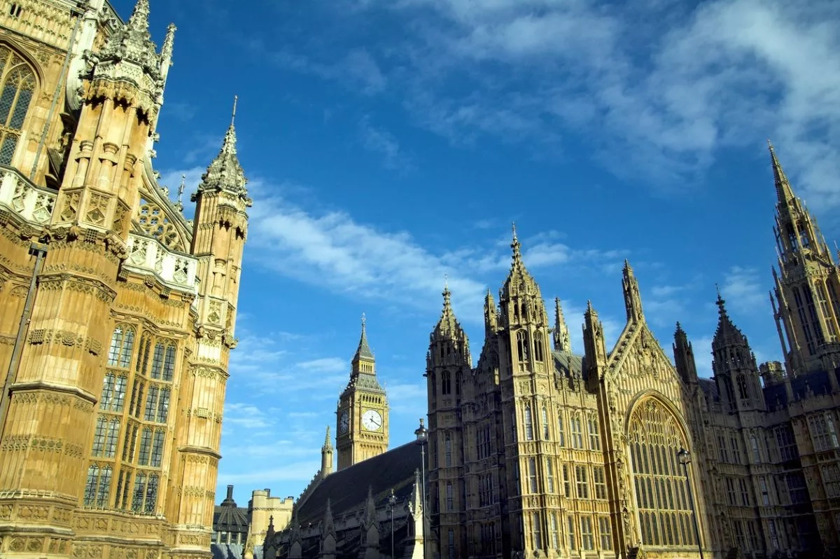 The Houses Of Parliament, built on the site of The Royal Palace Of Westminster in a neo gothic style after a fire in 1834