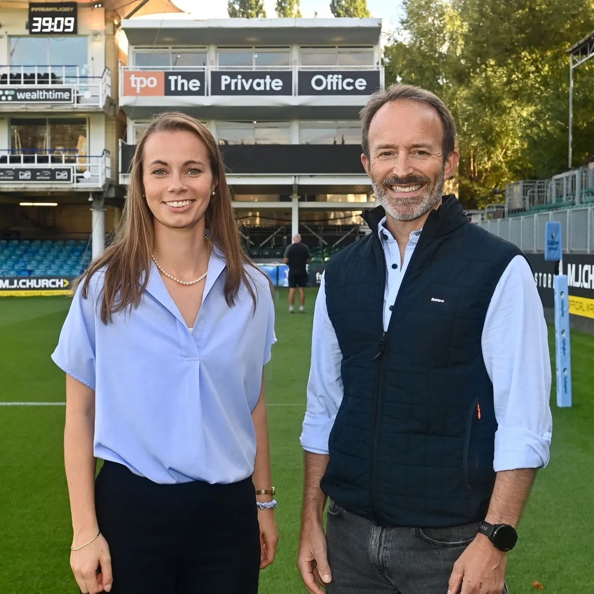 Emma Bell and Julian Frere at Bath Rugby