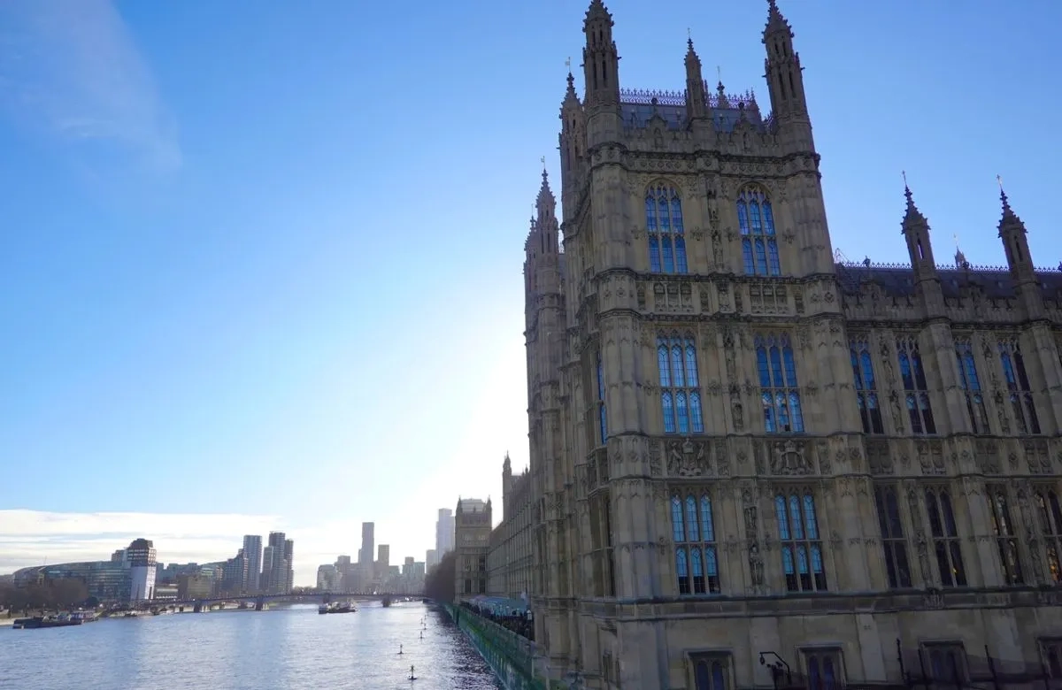 The Houses of Parliament building, formally known as the Palace of Westminster, on the River Thames in central London,