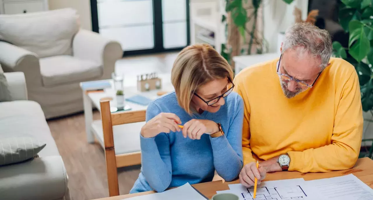 A couple reviewing their finances